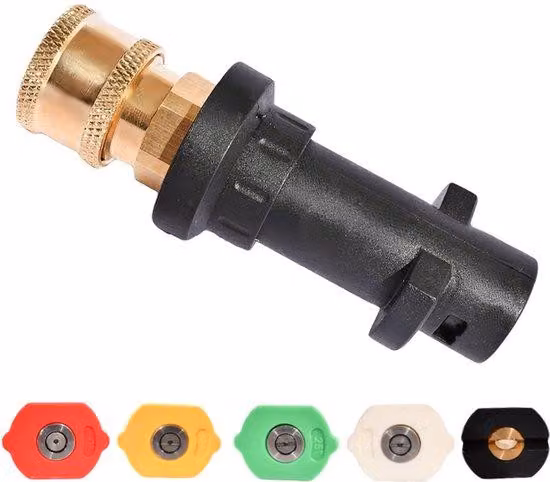 Adattatore per ugelli ad alta pressione per impianti di lavaggio auto, 5 colori, raccordo rapido da 1/4 di pollice, adattatore per pistola a getto d'acqua