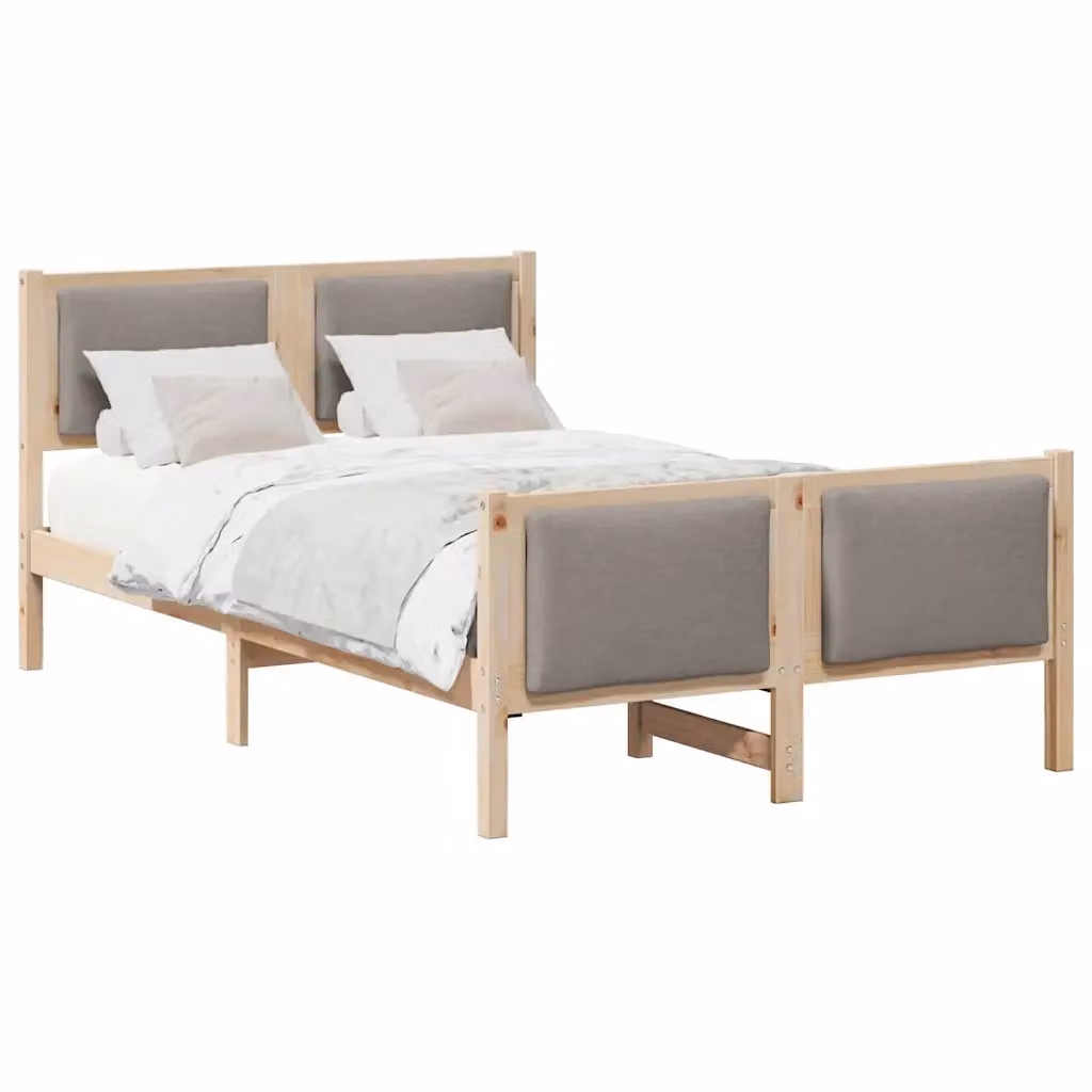Struttura del letto con testiera Talpa vidaXL in legno di pino e tessuto, L/P: 120 x 200 cm – 2