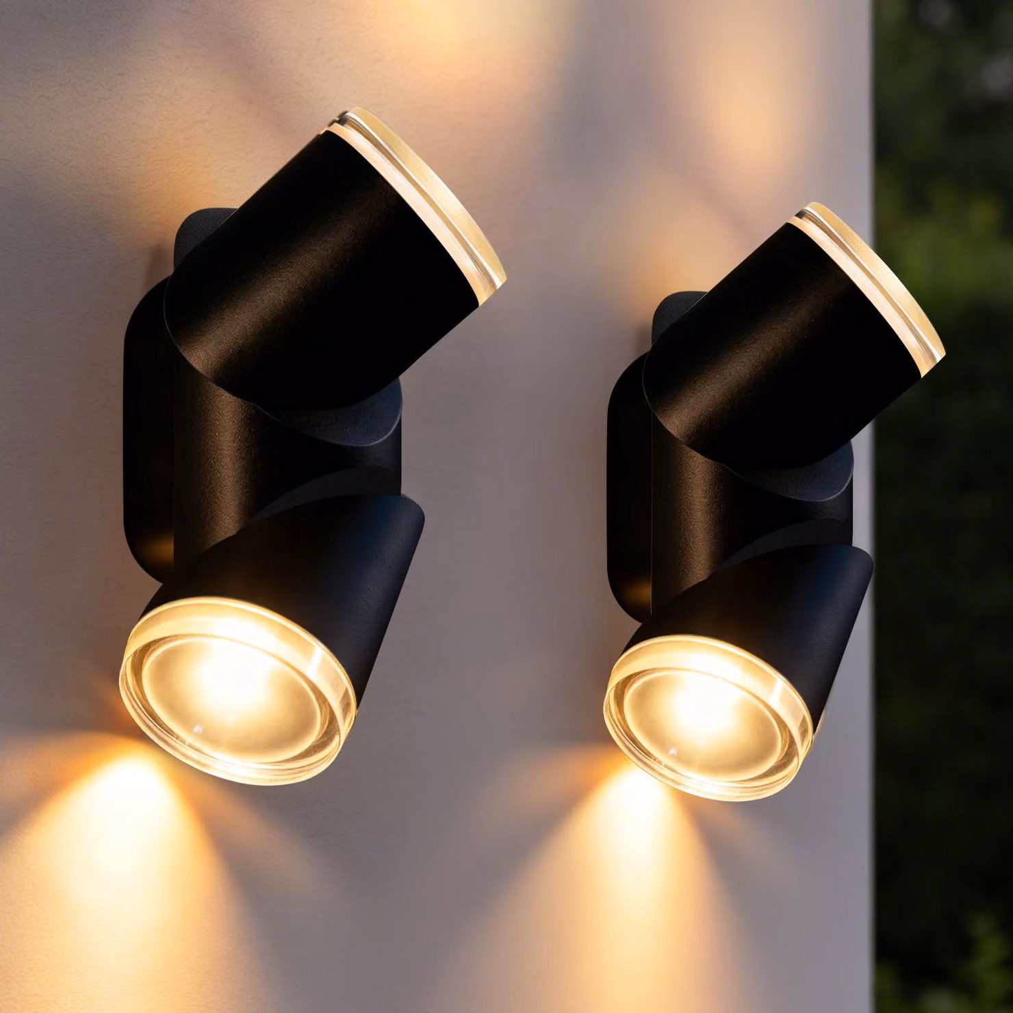 ZMH Lampada da parete LED per esterni, set da 2, potenza 10W, grado di protezione IP65, lampada da parete a luce ascendente e discendente, temperatura di colore 3000K, illuminazione esterna per casa, giardino, soggiorno, balcone