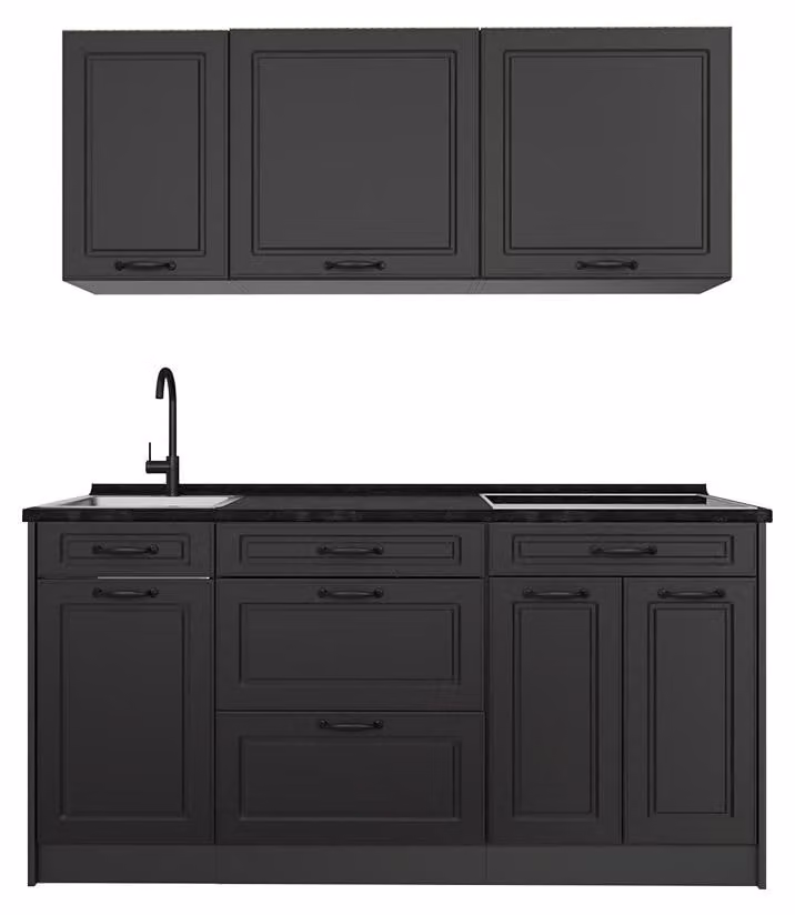 Cucina monoblocco Vicco R-Line Antracite country/Antracite 160 cm piano di lavoro Antracite, Model 67682