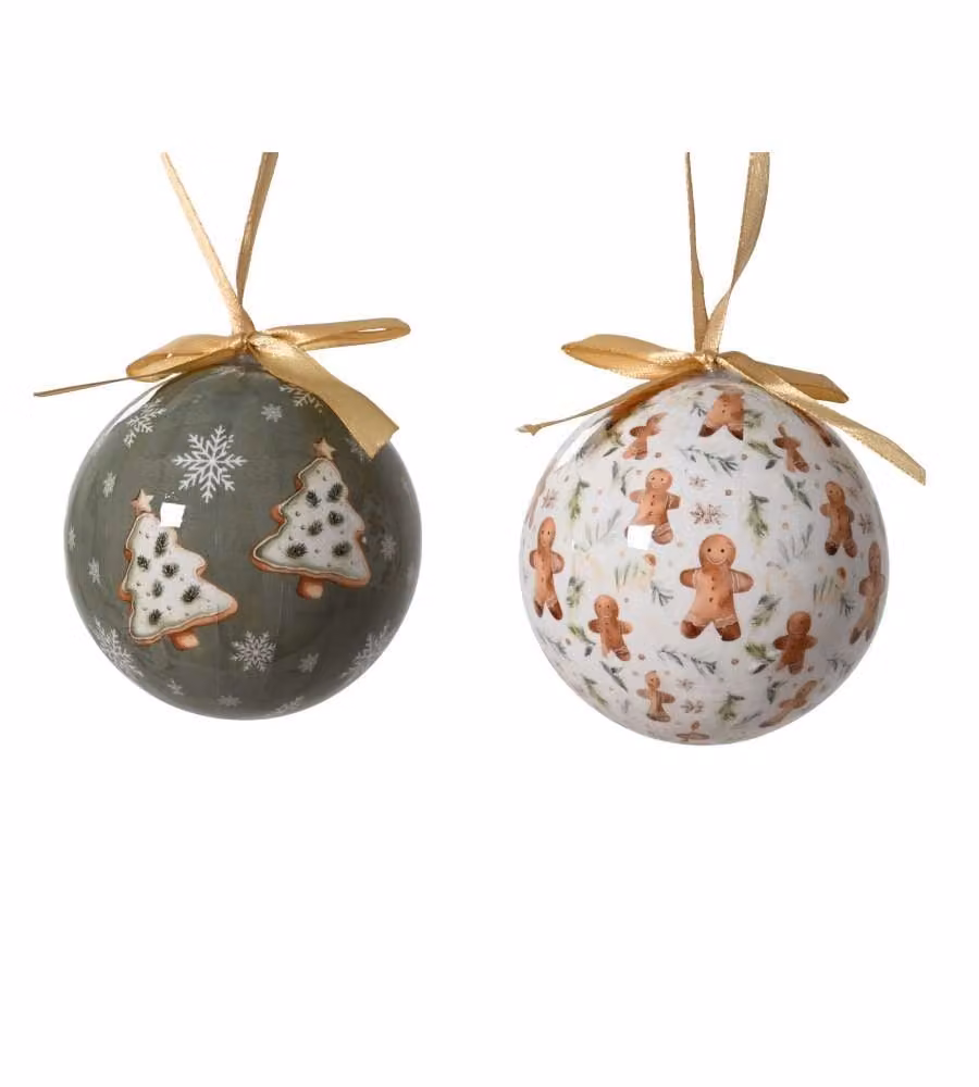 Decoris Pallina di Natale Multicolore d. 8 cm con Nastro per Appendere
