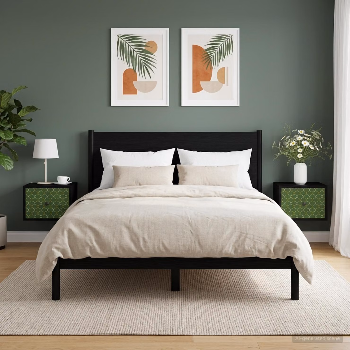 Set di 2 comodini sospesi vidaXL GELEEN in Rovere e Nero con design moderno e geometrico