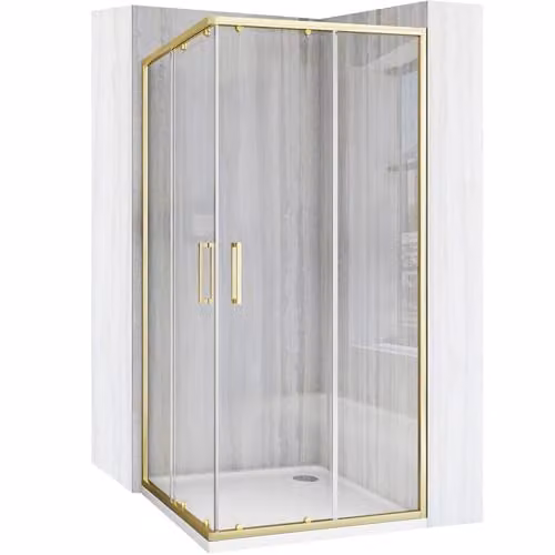 Rea - Box Doccia City 90X90 Gold Cabina Doccia Senza Piatto Doccia Vetro Di Sicurezza Temperato Transparent 4mm, 5mm (D'Oro)
