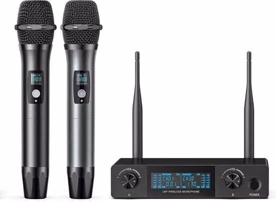 Kit Karaoke per Adulti con 2 Microfoni Senza Fili Colore Nero