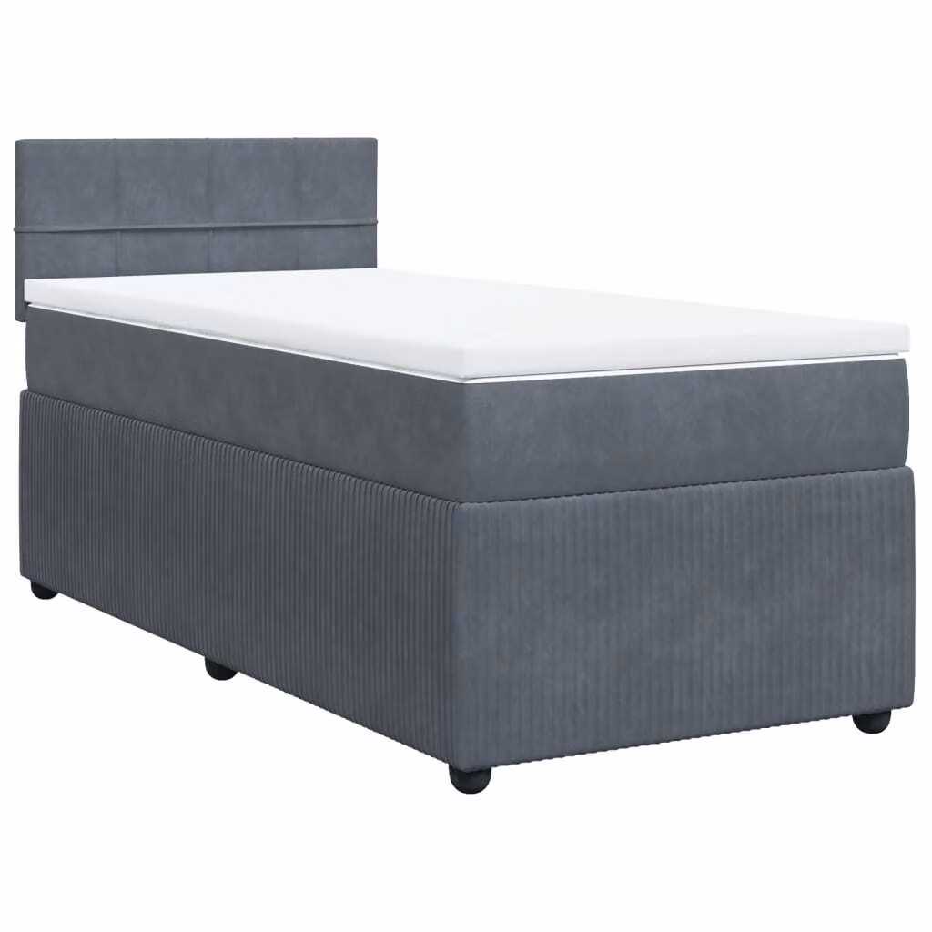 Giroletto a Molle con Materasso Grigio Scuro 100x200 cm Velluto