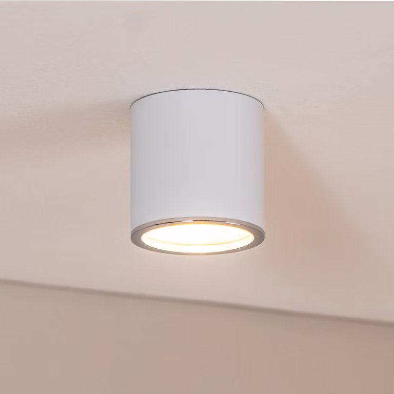 BEGA Bega LED faretto da superficie Studio Line, bianco/alluminio, Ø 9 cm, dimmerabile, Bianco / Opale, Corridoio, Alluminio, Moderno