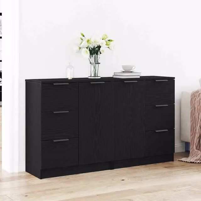 Credenza Rovere Nero 120 x 30 x 70 cm Legno ingegnerizzato 3333072