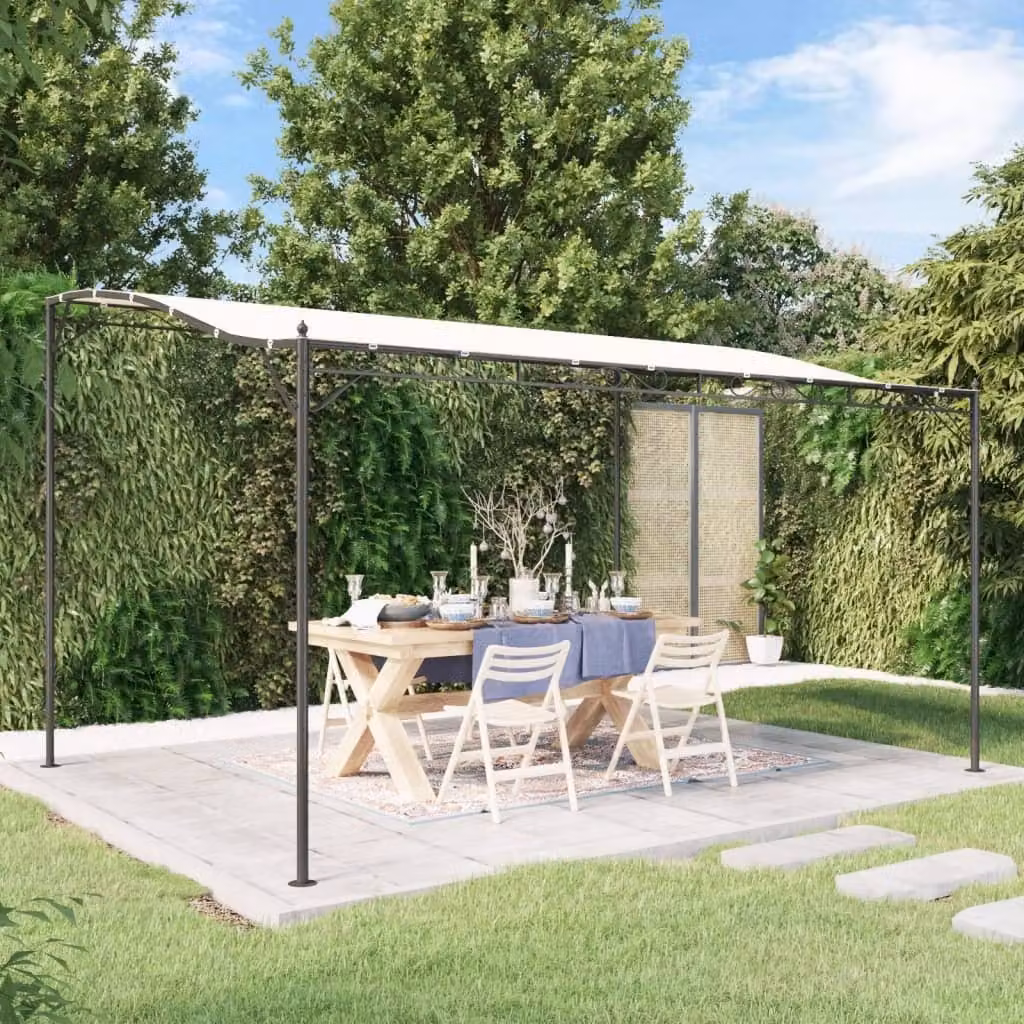 The Living Store Tenda da sole crema 4x3 m 180 g/m² tessuto e acciaio