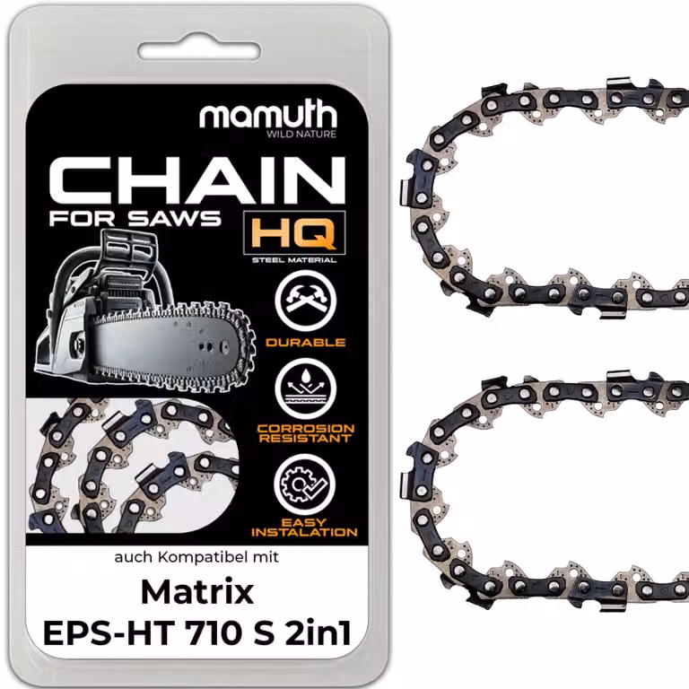 2 catene per motosega da 25 cm, spessore 1,3 mm, passo 3/8", modello 40 TG, compatibili con la motosega Matrix EPS-HT 710 S 2in1