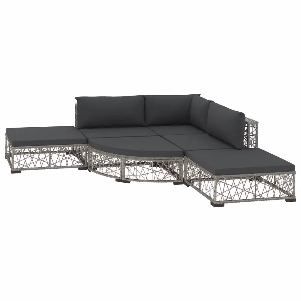 Set di divani da giardino a L con 6 pezzi vidaXL in polyrattan grigio con cuscini inclusi – 2
