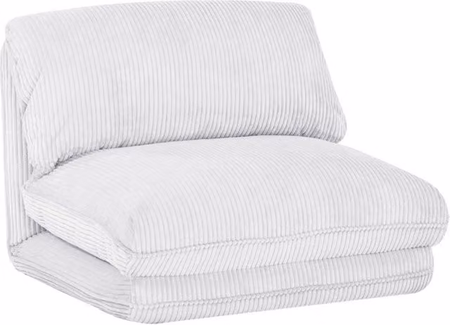 Poltrona letto convertibile Sweeek in velluto a coste con struttura in metallo, bianco – 1
