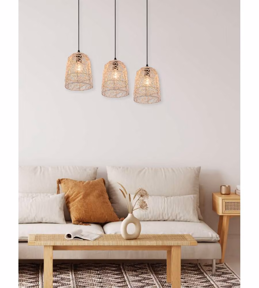 Sospensione Lovis in rattan 3x40W