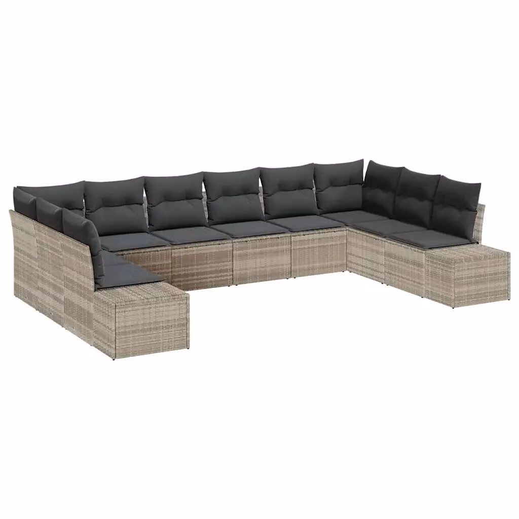 Set Divano da Giardino a Forma di U vidaXL in Polyrattan Grigio con Cuscini e Struttura in Acciaio Verniciato a Polvere – 2