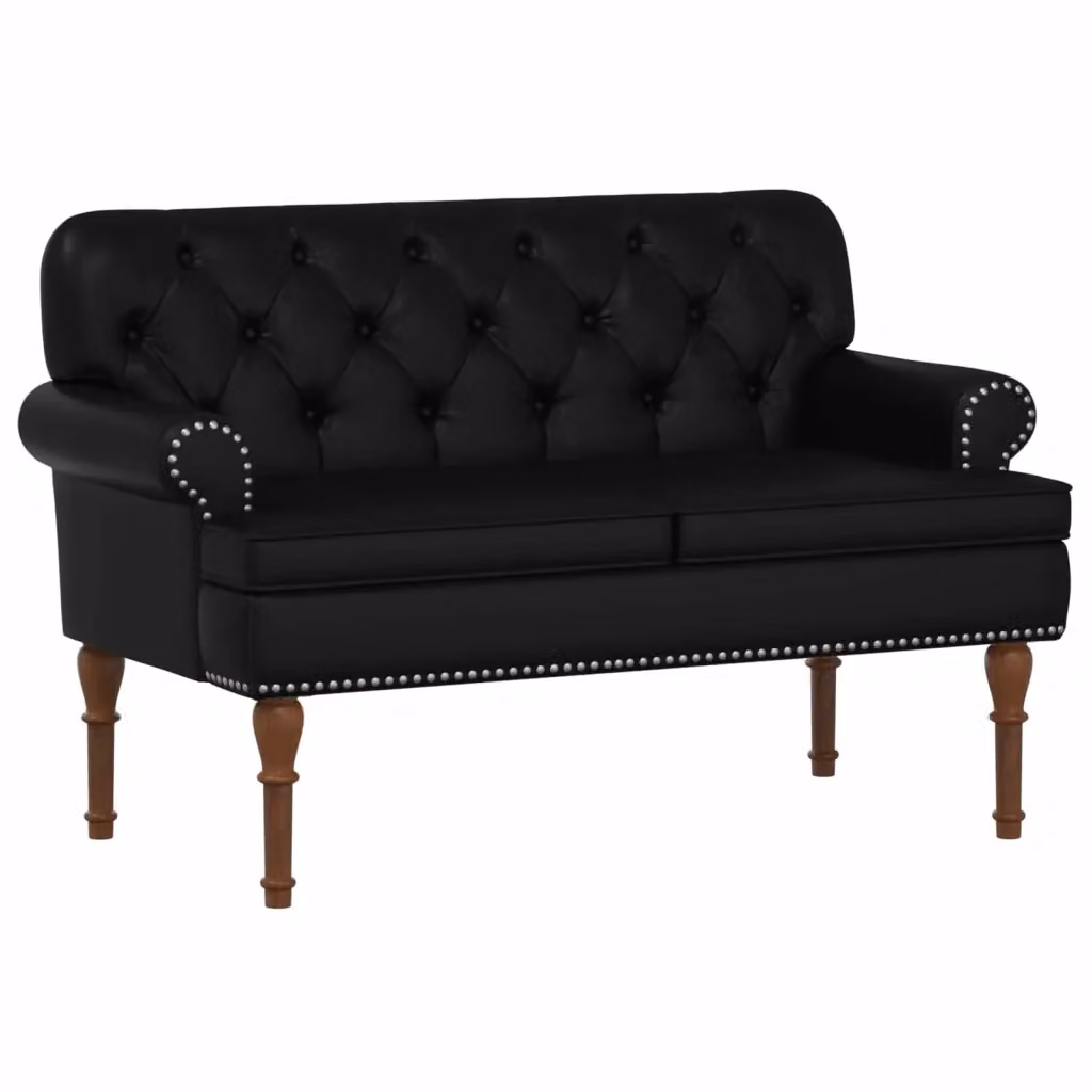 Loveseat moderno vidaXL in similpelle nera con bottoni imbottiti L: 120 cm, P: 65 cm, H: 77 cm – 2