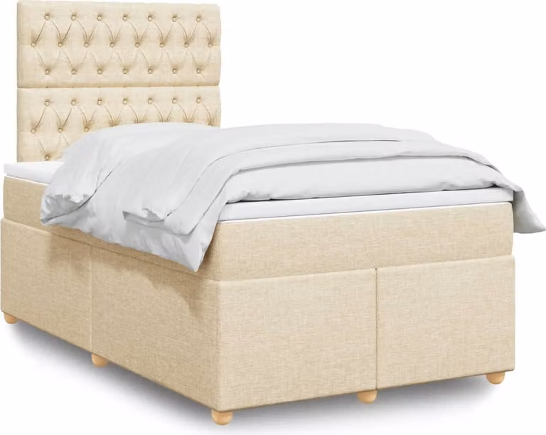 Maison Exclusive - Giroletto a Molle con Materasso Crema 120x200 cm in Tessuto