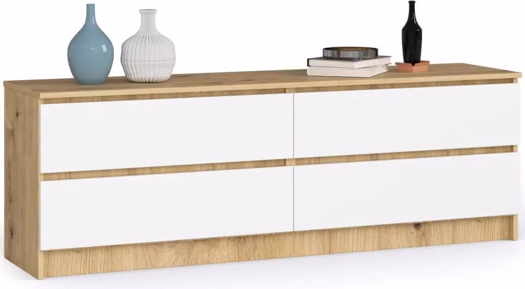 Comò basso SAVRILA - rovere artisan / bianco