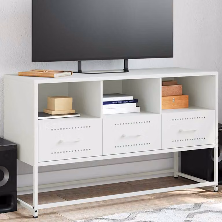Mobile TV vidaXL in acciaio bianco L/P/H: 100,5 x 39 x 60,5 cm