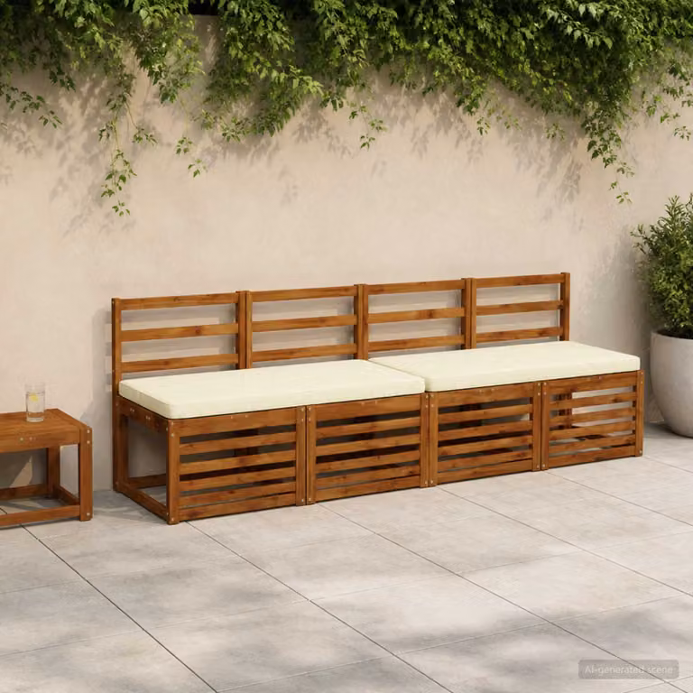Set di 2 cuscini per panchina vidaXL VUGHT in poliestere beige con rivestimento rimovibile e resistente ai raggi UV