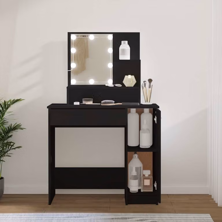 vidaXL Toeletta Hollywood LED Nero L 86,5 x P 35 x H 136 cm