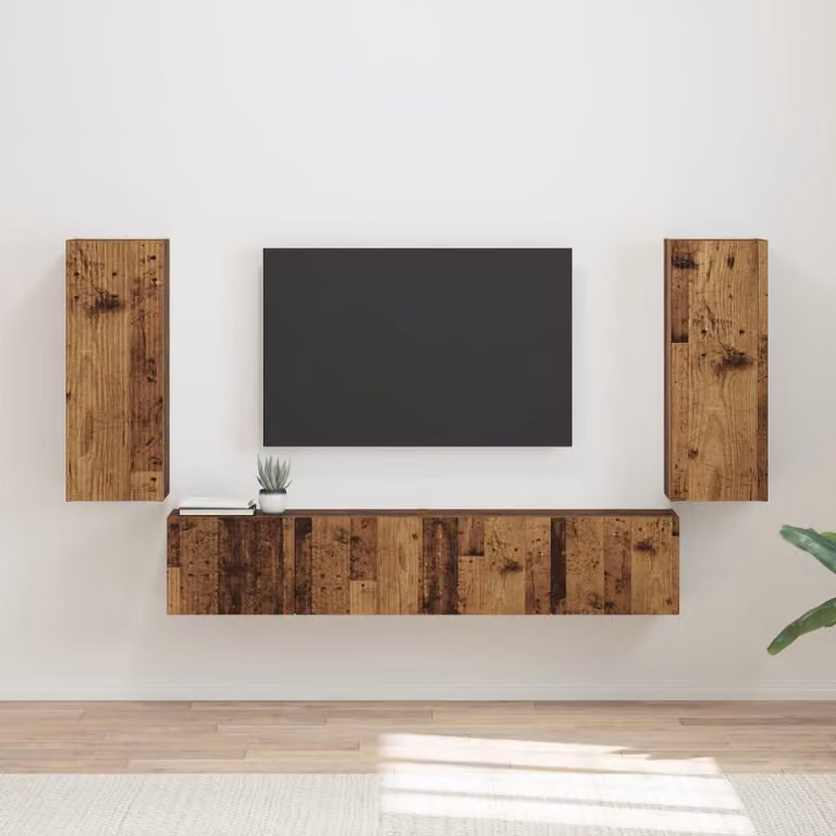 Set di 4 Mobiletti da TV da Parete Moderni vidaXL in Legno e MDF, Colore Marrone