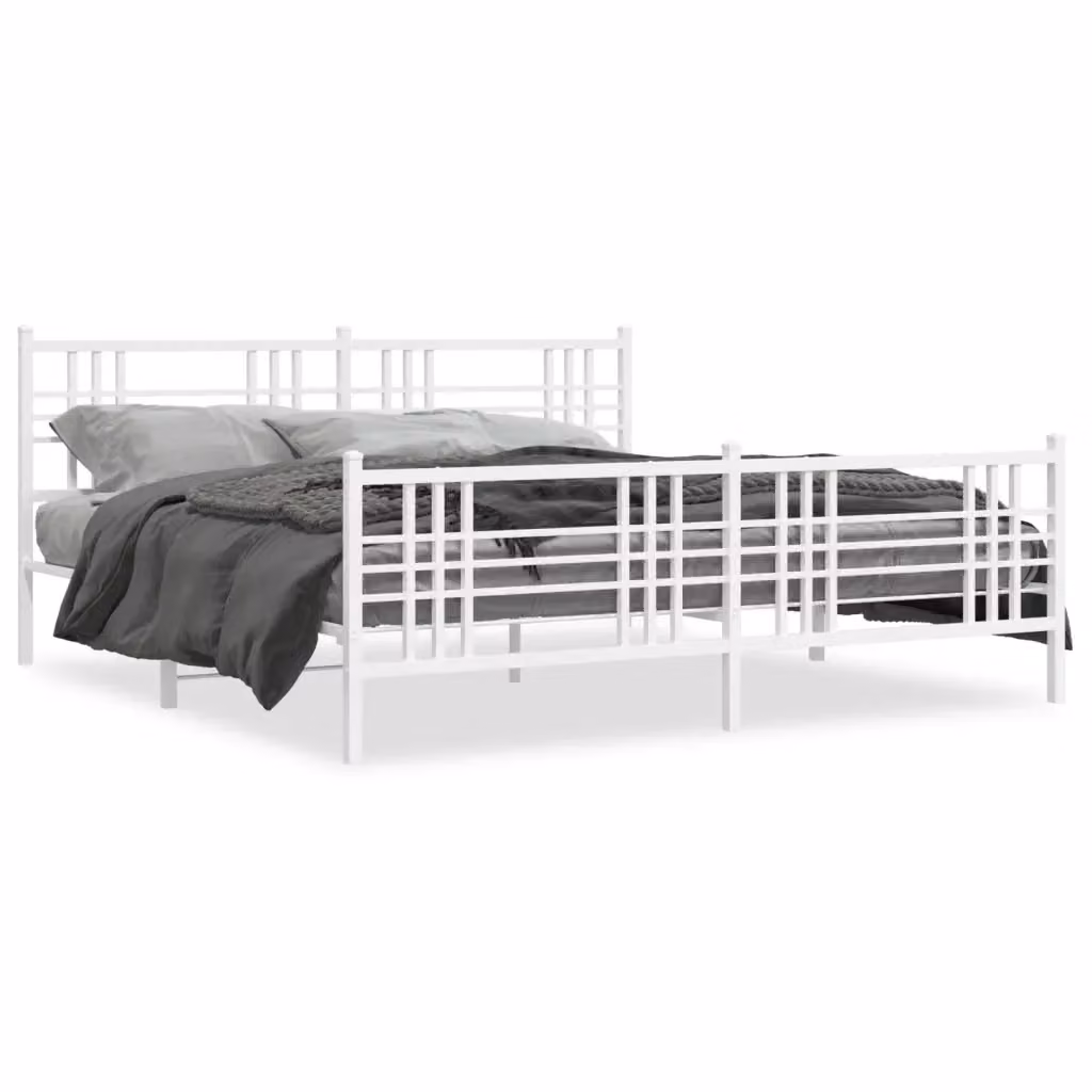 Giroletto vidaXL con testiera e pediera in metallo bianco L/P/H: 200 x 200 x 90 cm – 2