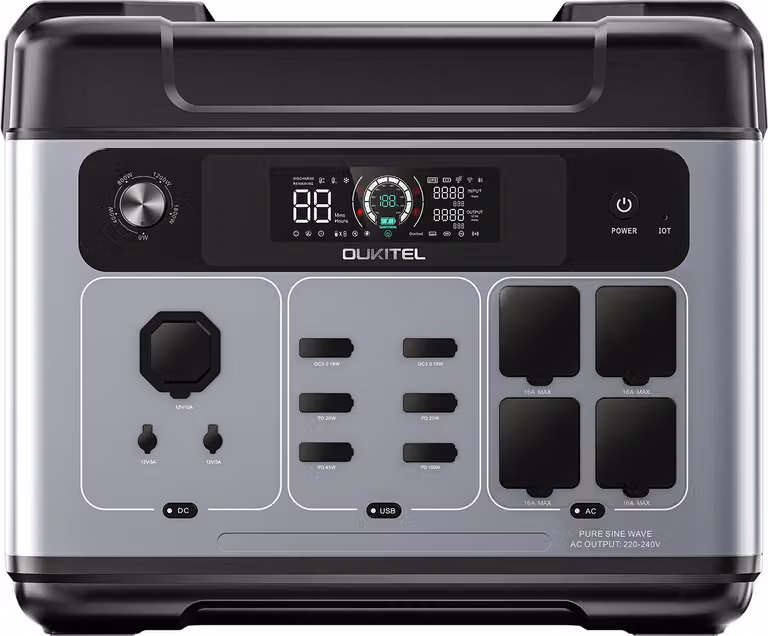 OUKITEL P2001 Plus 2400W generatore Power Station 2048Wh generatore solare Controllo WiFi+BT Accumulo mobile di energia Batteria LiFePO4 Generatore solare