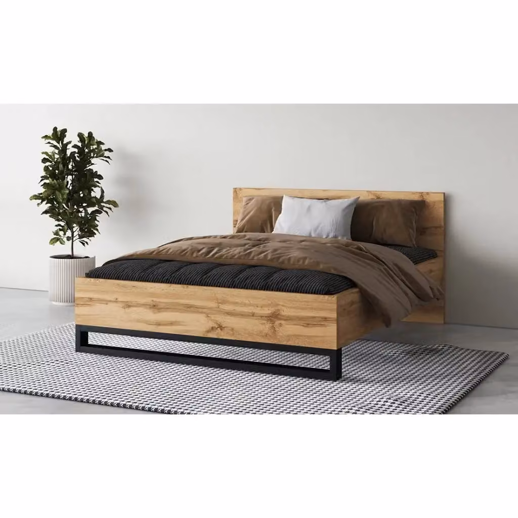 Letto adulto stile industriale MEUBLORAMA Collezione MILOS con base contenitore L/P: 160 x 200 cm, Colore rovere e nero – 2