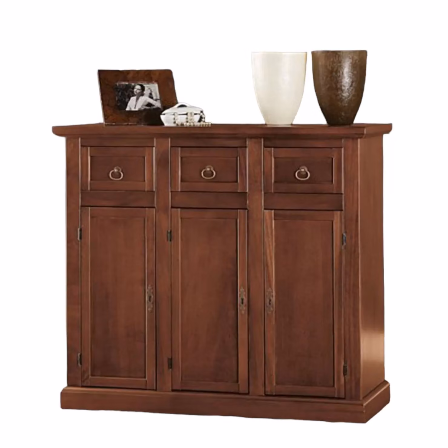 Madia credenza in legno stile arte povera tinta noce Mobili 2G L/P/H: 100 x 39 x 85 cm – 2