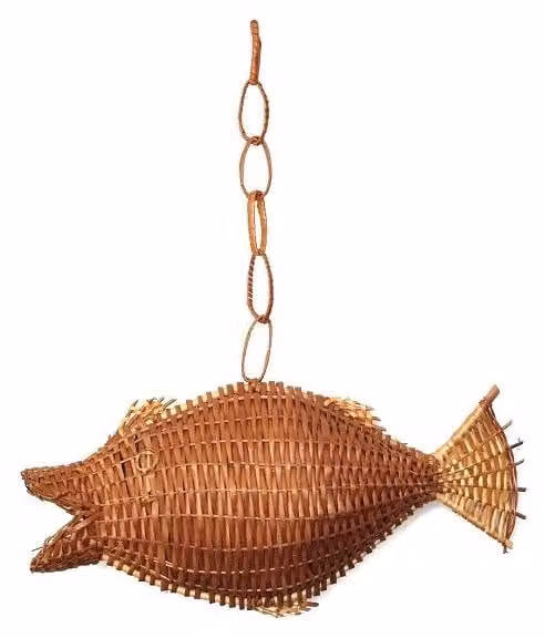 Pesce in rattan naturale, altezza 26 cm