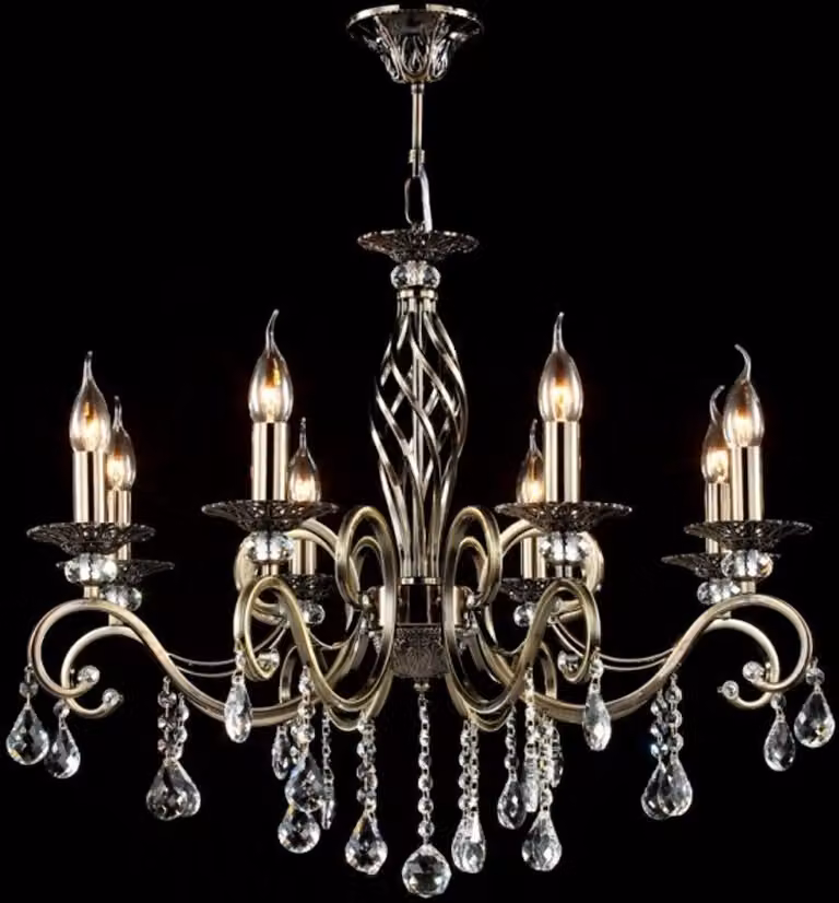 Lampadario da soffitto in stile barocco, marca Casa Padrino, in cristallo e bronzo, dimensioni 72 x 59 cm. Arredamento in stile antico, lampadario, lampada a sospensione
