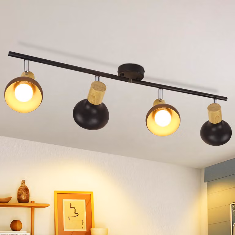 ZMH faretto da soffitto plafoniera corridoio plafoniera vintage lampada industriale corridoio interno 4 fiamme nero 350° faretti da soffitto orientabili E14senza lampadina