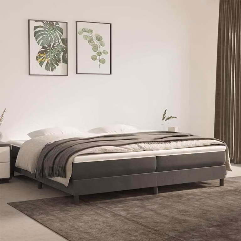 vidaXL Struttura Letto Imbottita in Velluto Grigio con Doghe Arcuate L/P: 200 x 200 cm, H: 203 cm
