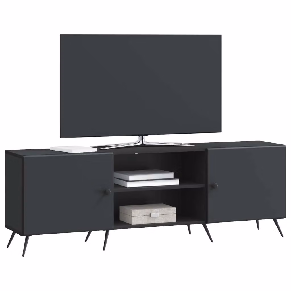 Mobile TV-Credenza in stile vintage nero con finitura opaca, L 150 x P 31 x H 50 cm – 2