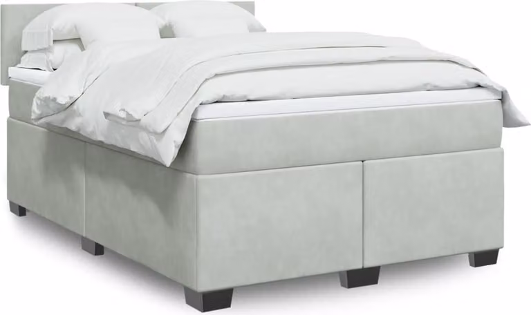 Maison Exclusive - Giroletto a Molle con Materasso Grigio Chiaro 160x200cm Velluto