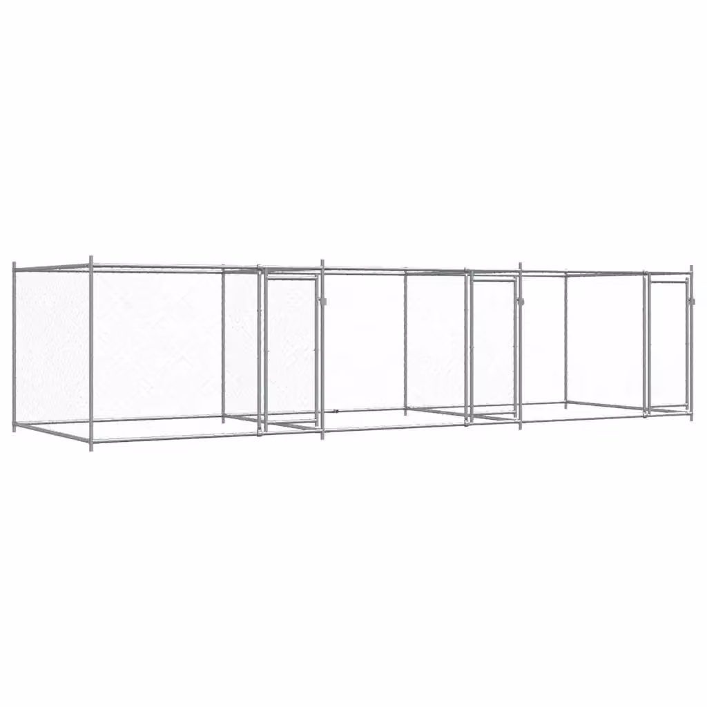 Gabbia per cani con porte VIDAXL in acciaio zincato grigia L: 6 m, P: 2 m, H: 1,5 m – 2