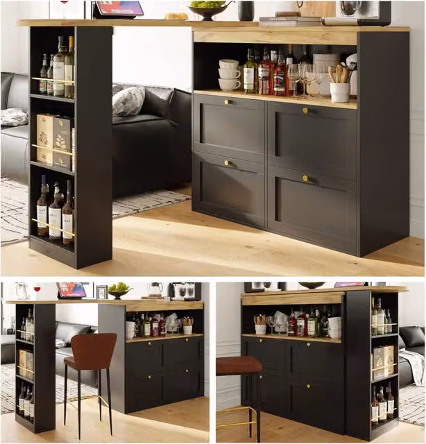 Tavolo Bar Girevole 360¡ã con Cassetti e Ripiani ¨C MINIMAL ¨C 105x39x102 cm