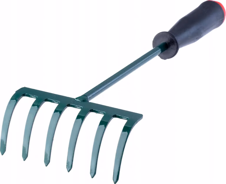 Rastrello KADAX, piccolo rastrello con manico, scopa per foglie in metallo, rastrello per foglie per giardino e aiuole