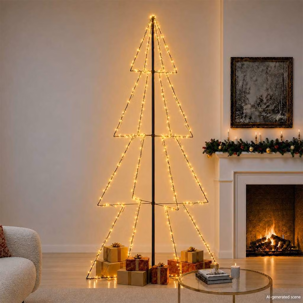 vidaXL Albero di Natale a Cono con 360 LED per Interni ed Esterni, H 250 cm x L 143 cm – 2