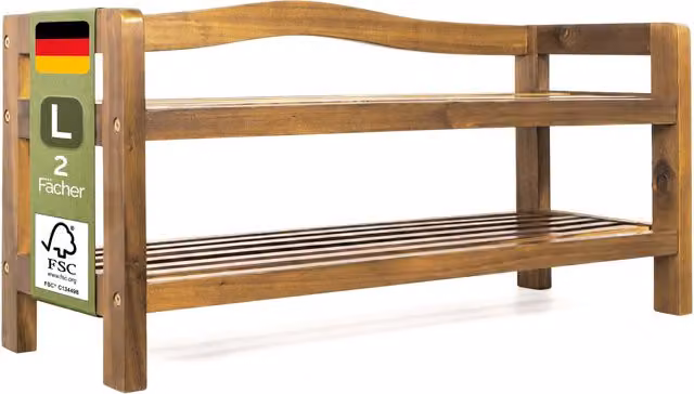 Scarpiera moderna Casaria® in legno di acacia marrone con ripiani interni, L/P/H: 74 x 26 x 42 cm – 1