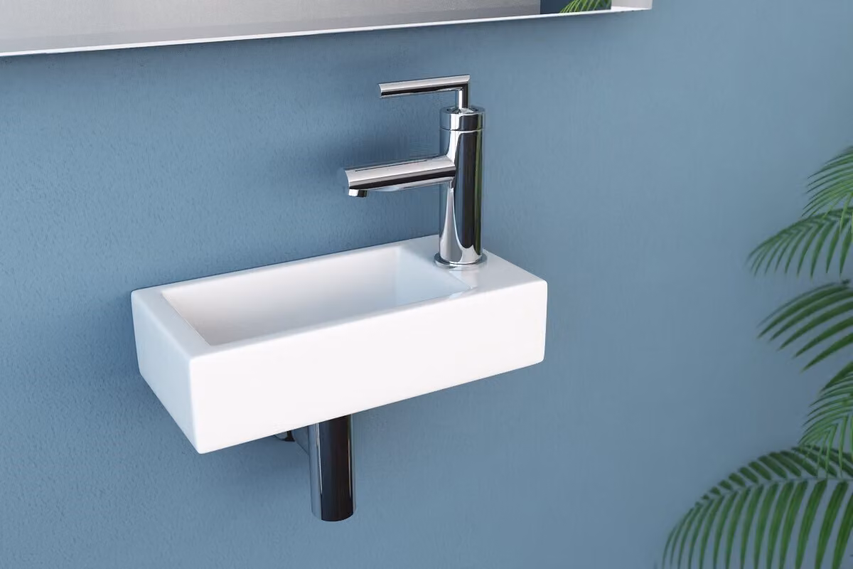 NEG Uno41H lavabo sospeso extra piccolo con materiale di fissaggio Orientamento: foro per rubinetto a destra