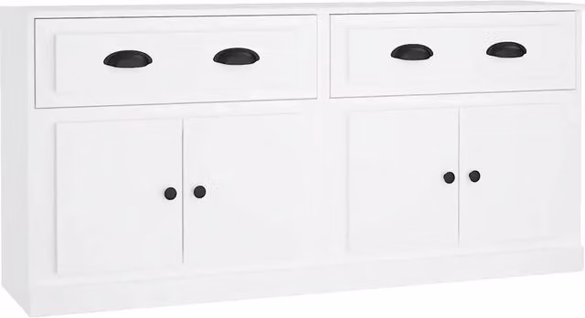 Credenze 2 pz | Madia | Buffet da pranzo | Armadio da pranzo Bianche in Legno Multistrato
