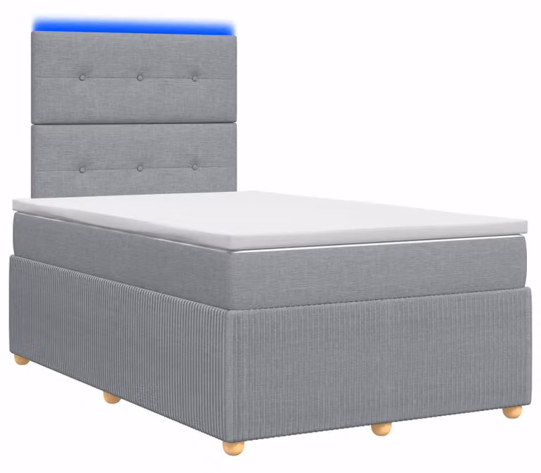Letto boxspring LED con materasso Grigio chiaro 120 x 190 cm Tessuto