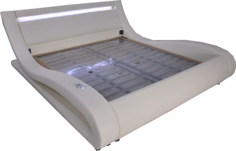 Luxus Leder Design Polster Betten Doppel Modernes Beleuchtet Ehe Bett designer