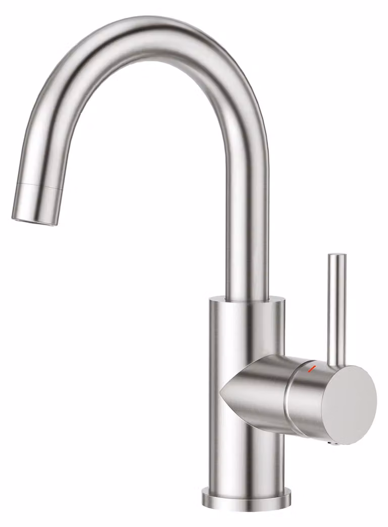 Rubinetto da cucina, girevole a 360°, miscelatore per cucina o bagno, con bocca alta, in acciaio inossidabile