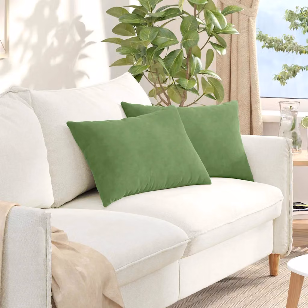 Set di 2 cuscini da divano vidaXL in velluto a coste verde chiaro, L 60 cm x P 40 cm