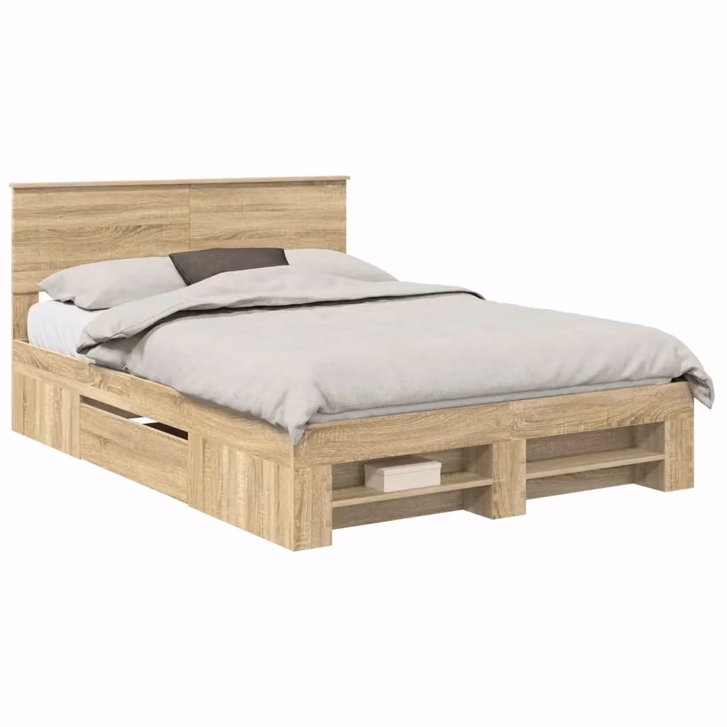 Struttura del letto con testiera vidaXL in Rovere Sonoma, L 140 x P 200 cm – 2