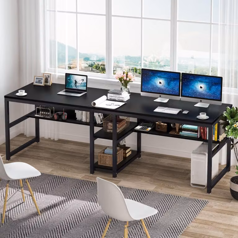 Scrivania - Tavolo da lavoro - Arredo per l'area di lavoro - Scrivania per computer - Arredo per ufficio - Scrivania a due postazioni per due persone