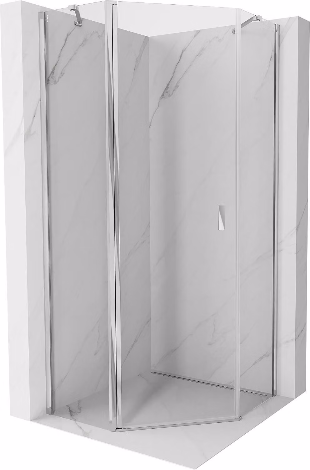 Mexen Mist cabina doccia pentagonale a battente 80 x 80 cm, trasparente, cromo - 8A8-080-080-01-00