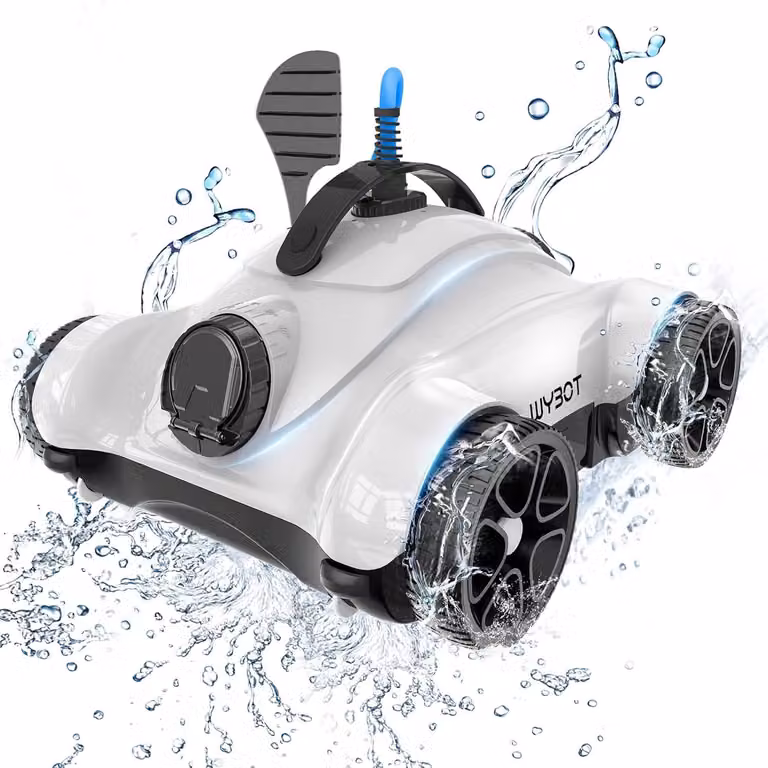 Robot pulitore automatico per piscine, dotato di un potente motore da 150W e cicli di pulizia regolabili