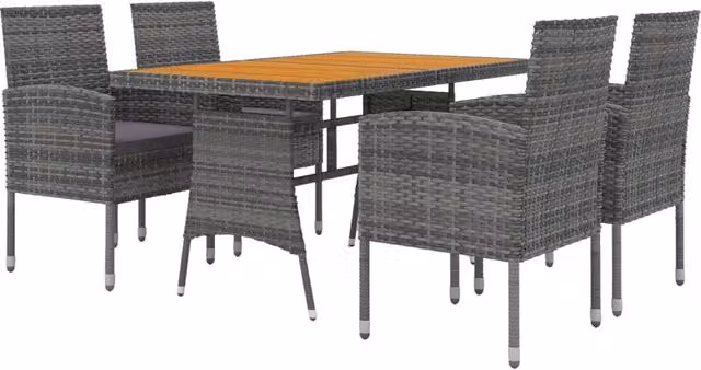 Set da pranzo da esterno 5 pz in polyrattan grigio 02_0014665